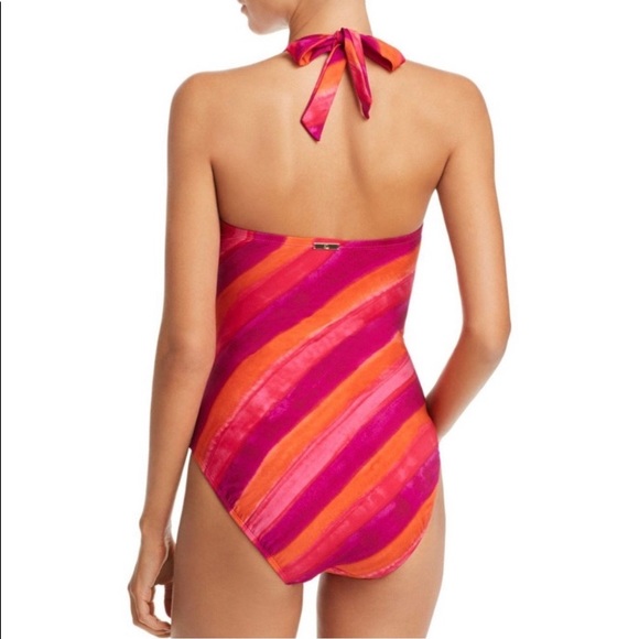 Lauren Ralph Painted Stripe Tie-Front Swimsuit - Picture 2 of 4